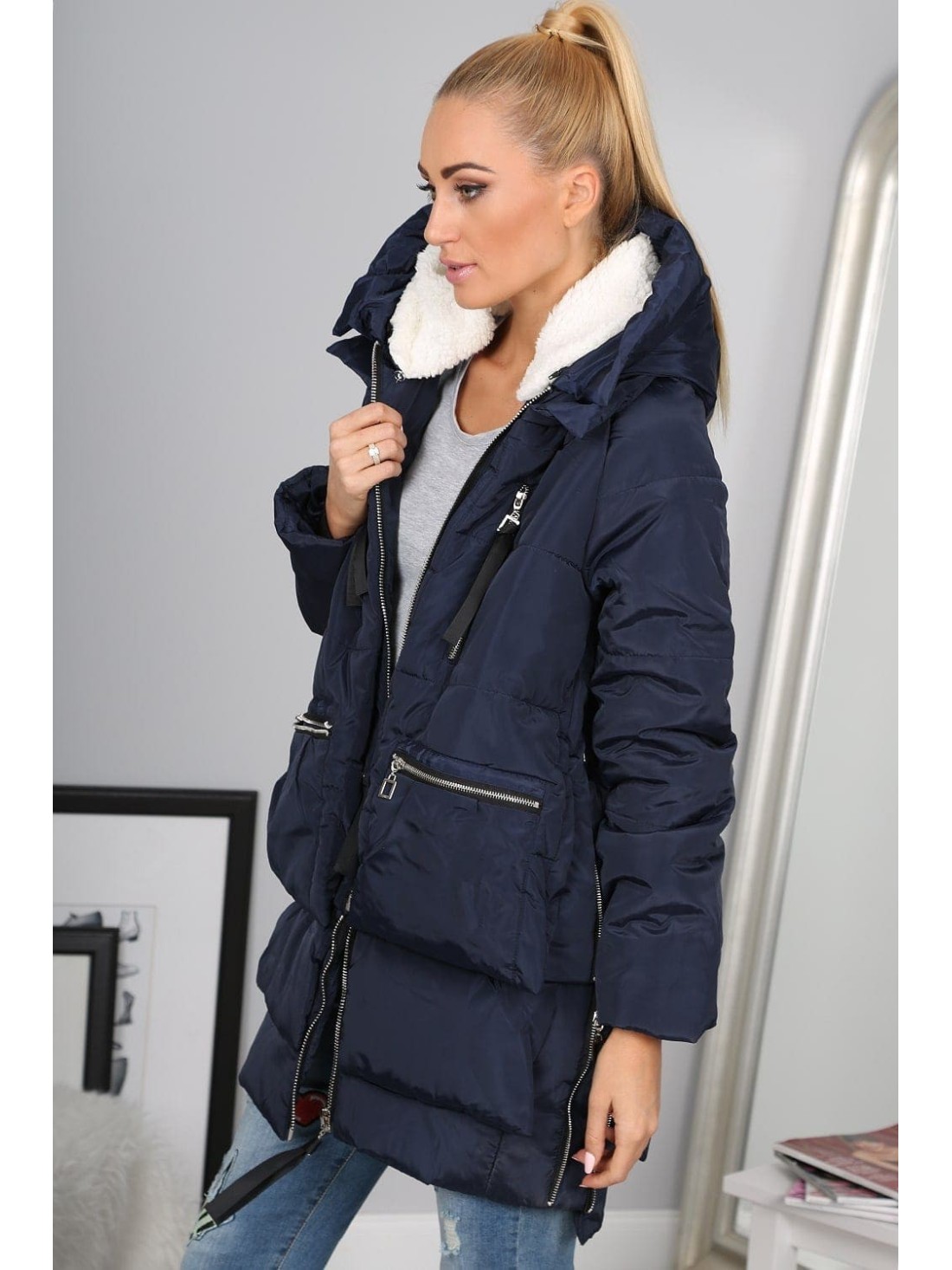 Marineblaue Jacke 8897 – Online-Shop – Boutique